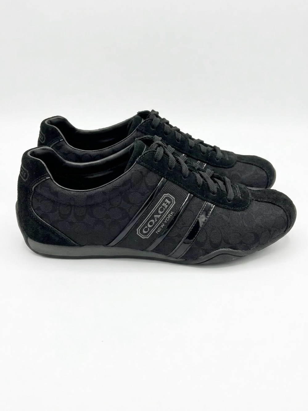 Coach Women’s Remonna Black Signature Jacquard Suede Low Top Sneakers Size 8.5M